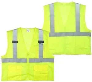 Seattle Glove Yellow Mesh Safety Vest, Reflective Tape, Zipper Closure, High Visibility