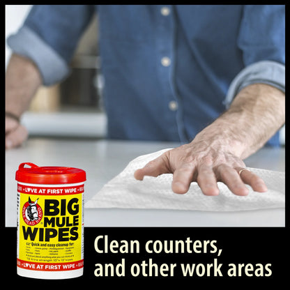 Mule Head Big Mule Wipes Heavy-Duty Cleaning Wipes – Case of 6, 72 Count Each, 10" x 12"