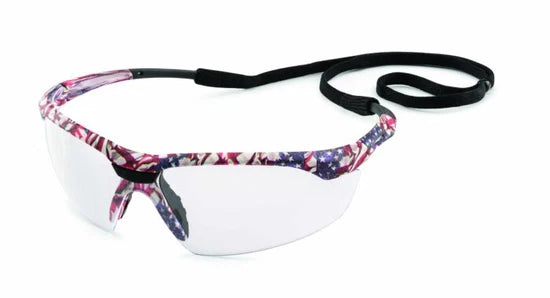 Gateway Safety 28USX9 Conqueror Safety Glasses, Old Glory Camo Frame, Clear fX3 Anti-Fog Lens