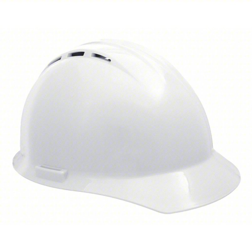 DELTAPLUS USA Hard Hat: White, No Graphics, Pinlock, Polyethylene, Side-Slots, ERB SAFETY, Solid