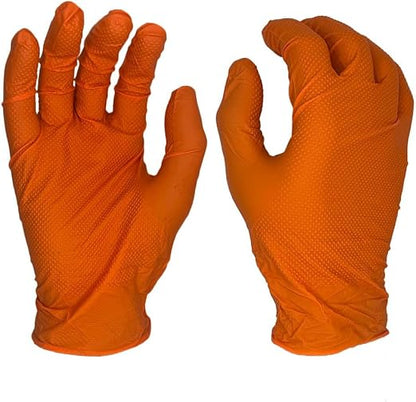 Seattle Glove Orange Nitrile Gloves,8 Mil Industrial Grade, Diamond Texture, Powder-Free V908ONPF