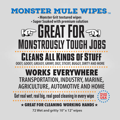 Mule Head Monster Mule Wipes – Double-Sided Wet & Gritty Heavy Duty Cleaning Wipes