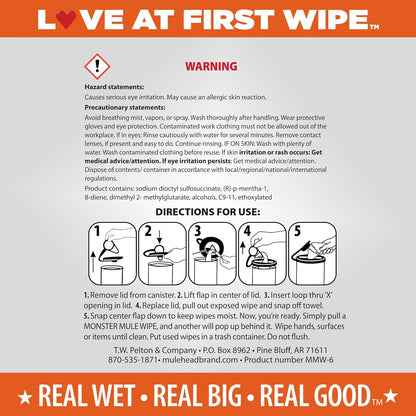 Mule Head Monster Mule Wipes – Double-Sided Wet & Gritty Heavy Duty Cleaning Wipes