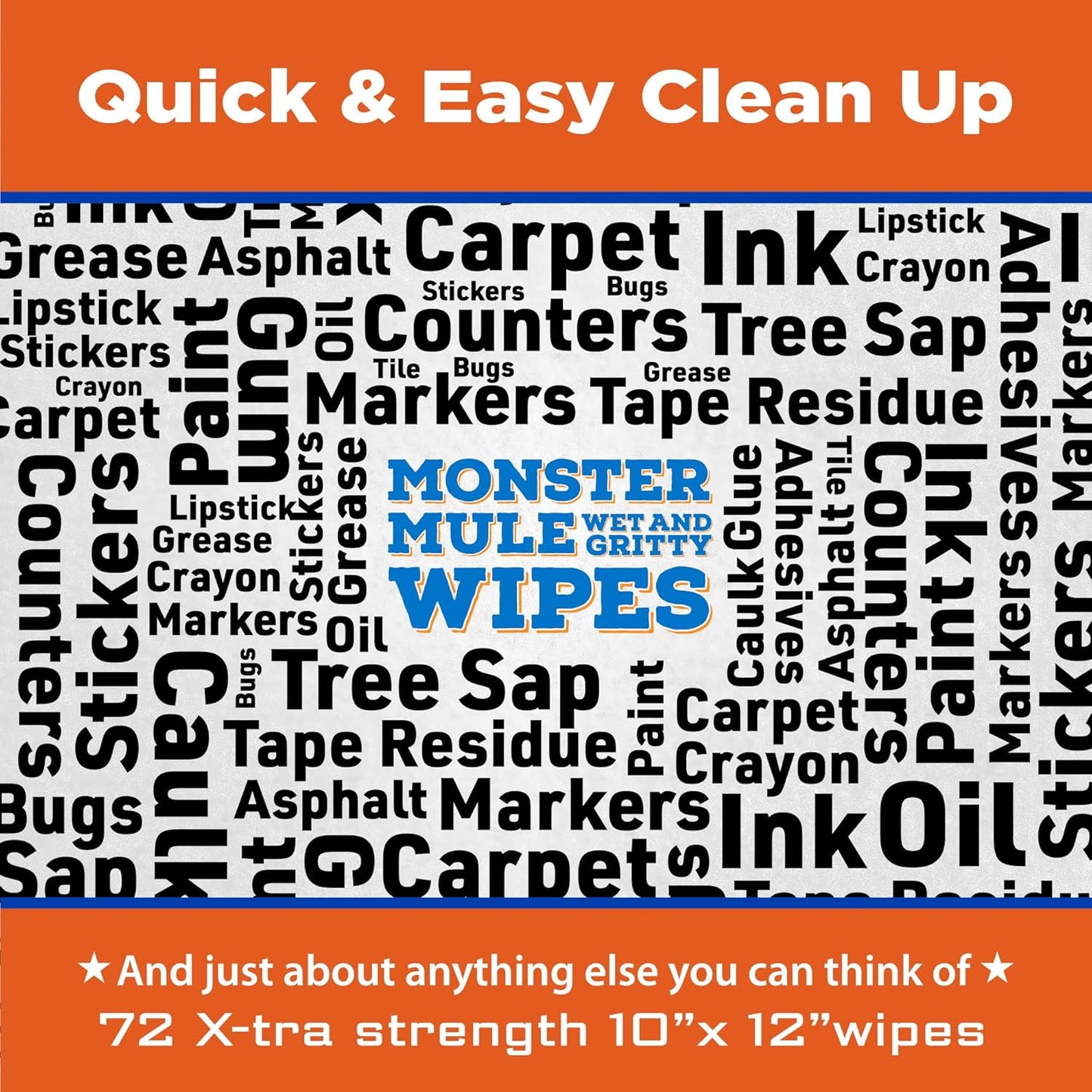 Mule Head Monster Mule Wipes – Double-Sided Wet & Gritty Heavy Duty Cleaning Wipes