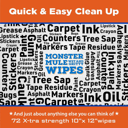 Mule Head Monster Mule Wipes – Double-Sided Wet & Gritty Heavy Duty Cleaning Wipes