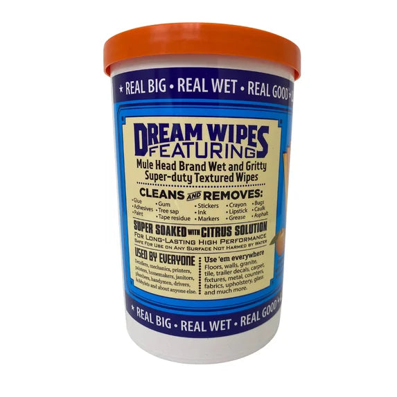 Mule Head Brand Dream Wipes Heavy Duty Citrus Based Cleaning Wipe, 72 Count