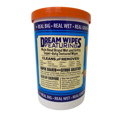 Mule Head Brand Dream Wipes Heavy Duty Citrus Based Cleaning Wipe, 72 Count
