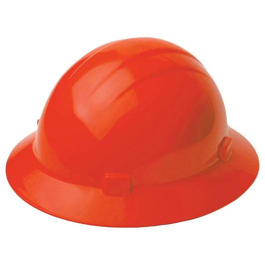 ERB by Delta Plus 19225 Americana Full Brim Hard Hat, Hi-Viz Orange, 4-Point Ratchet Suspension, ANSI Z89.1