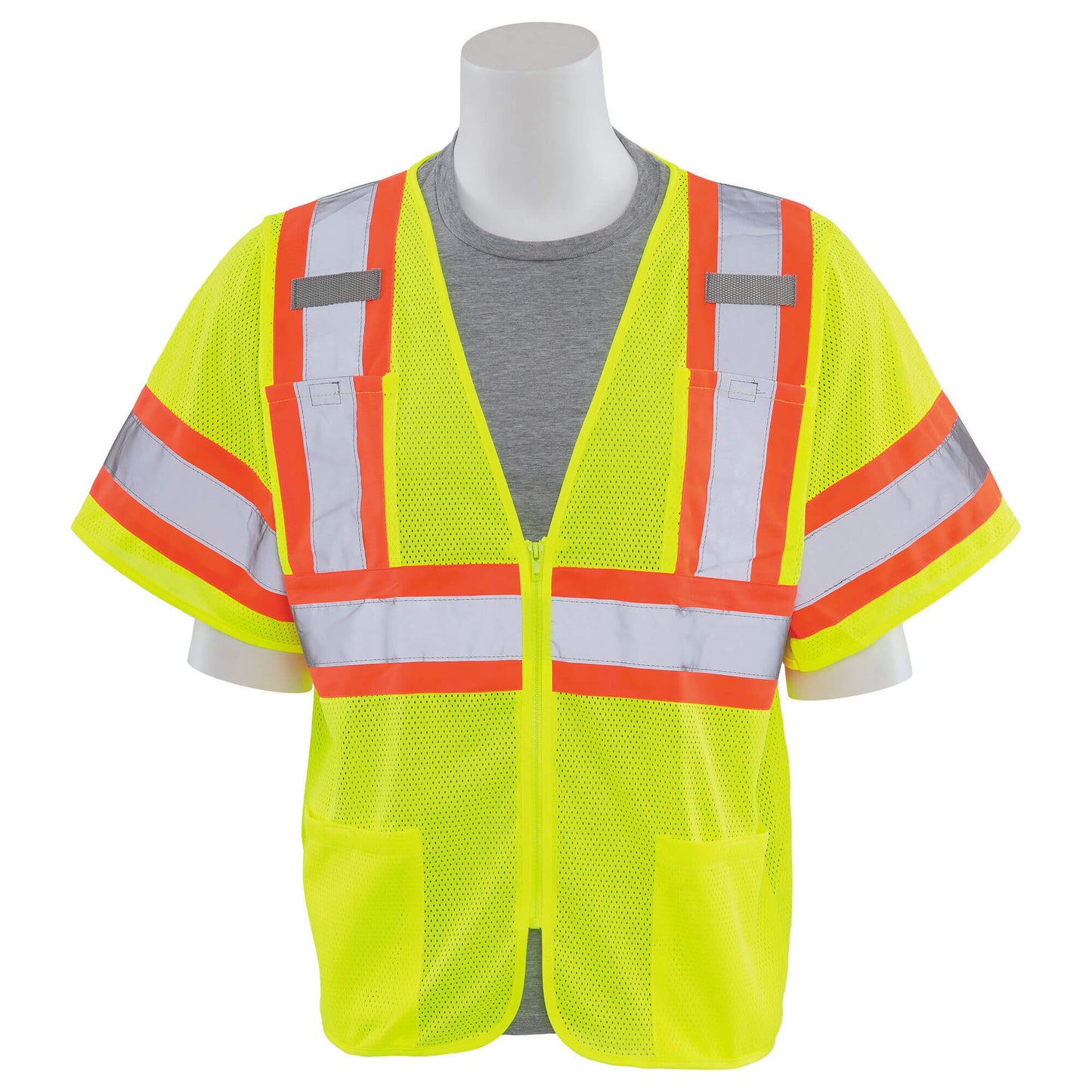 ERB by Delta Plus S683P Type R Class 3 Mesh Two-Tone Safety Vest with Zipper - Yellow/Lime