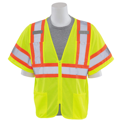 ERB by Delta Plus S683P Type R Class 3 Mesh Two-Tone Safety Vest with Zipper - Yellow/Lime