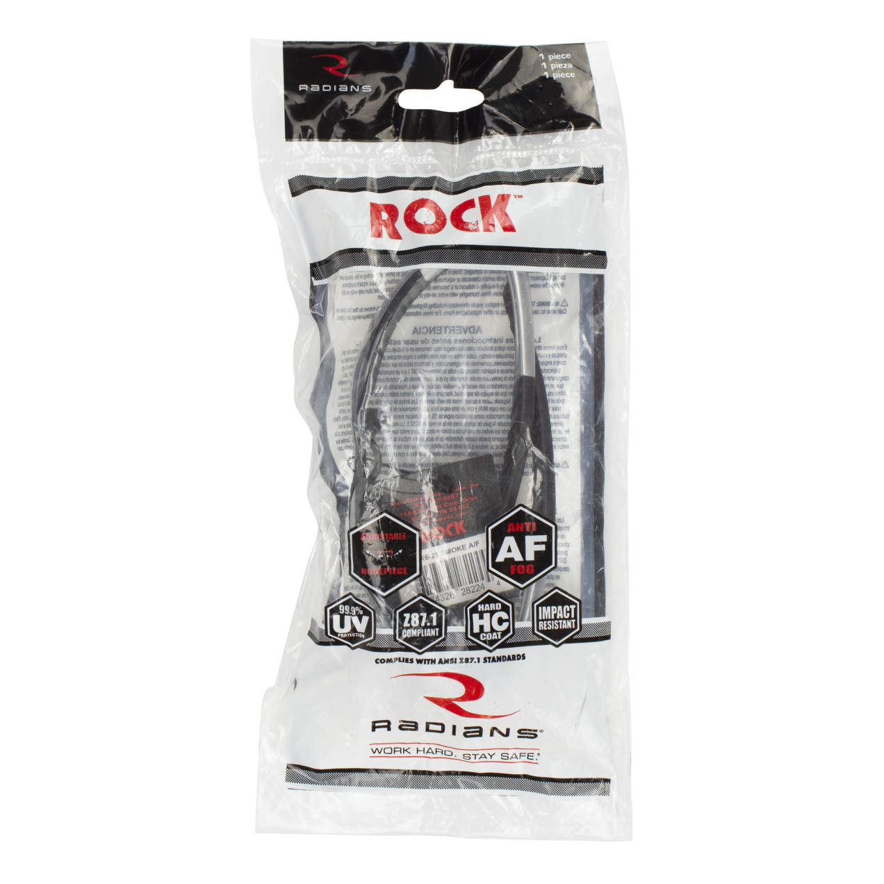 Radians RK6-21 Rock Safety Glasses, Silver Frame, Smoke Anti-Fog Lens Pack of 12