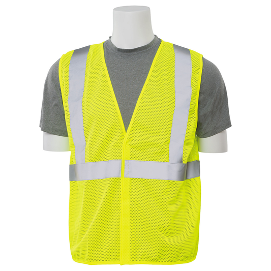 S362 CL 2 SAFETY VEST Type R, Class 2 Economy Mesh vest with hook and loop front closure and reflective tape.