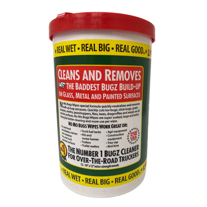 Mule Head Brand No Mo Bugz Wipes 10"x12" Heavy Duty Cleaning Wipe, 72 Count