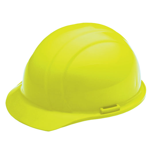 ERB 19774 Americana Hard Hat, Hi-Viz Yellow, 4-Point Slide-Lock Suspension, Accessory Slots, ANSI Z89.1