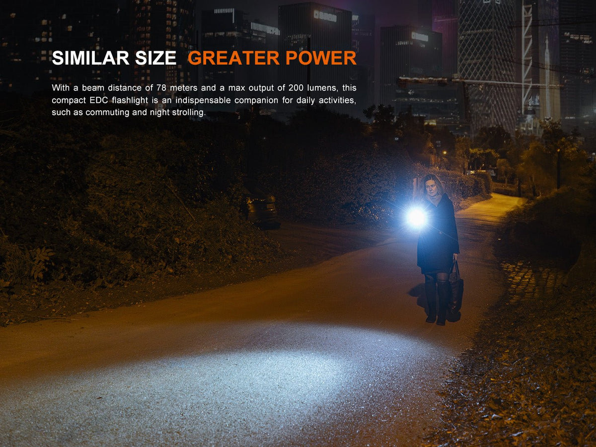 Fenix E12 V3.0 flashlight side view