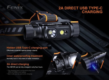 Fenix HM70R 1600 Lumen USB-C Rechargeable Headlamp with Red LED