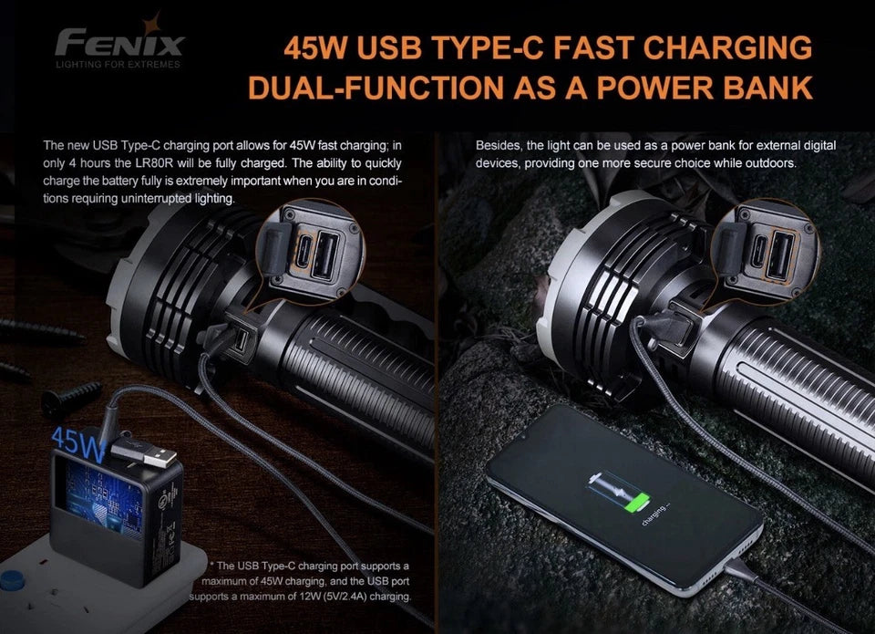 Fenix LR80R 18000 Lumen Super Bright Rechargeable Flashlight