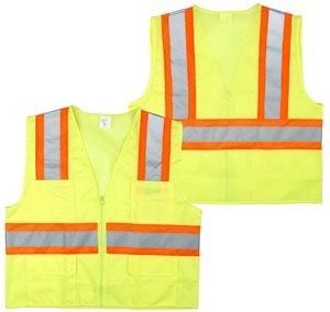 Seattle Glove SV02 Surveyor's Safety Vest, Class II, Yellow, Solid Front, Mesh Back, 4 Pockets, Zipper